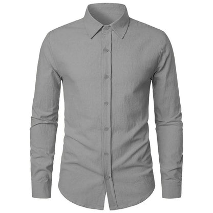 Buy Center Cotton Linen Shirt - Slim Fit Long Sleeve for Men - Buy Center UK