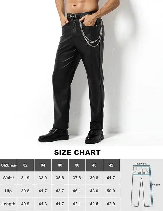 Arjen Kroos Faux Leather Disco Pants for Men - Casual & Stylish Trousers - Buy Center UK