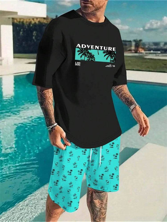 Buy Center Men's Hawaiian Coconut Print Suit - Trendy Summer Outfit - Buy Center UK