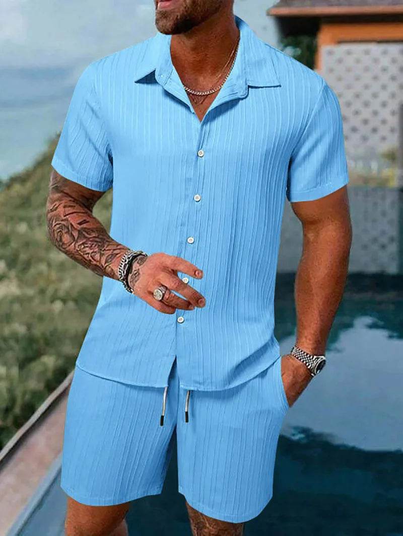 Buy Center Men's Polo Sports Suit - Casual Drawstring Shorts Set - Buy Center UK