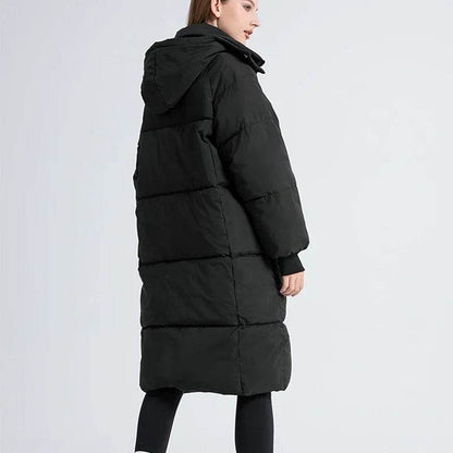 ABRINI Long Hooded Coat for Women - Warm, Stylish, Zipper Pockets - Buy Center UK