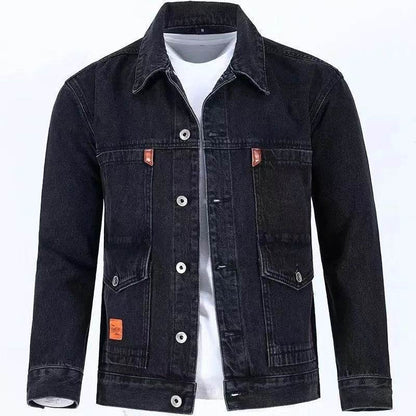 Buy Center Men's Solid Color Denim Jacket - Casual Loose Fit, Large Size - Buy Center UK