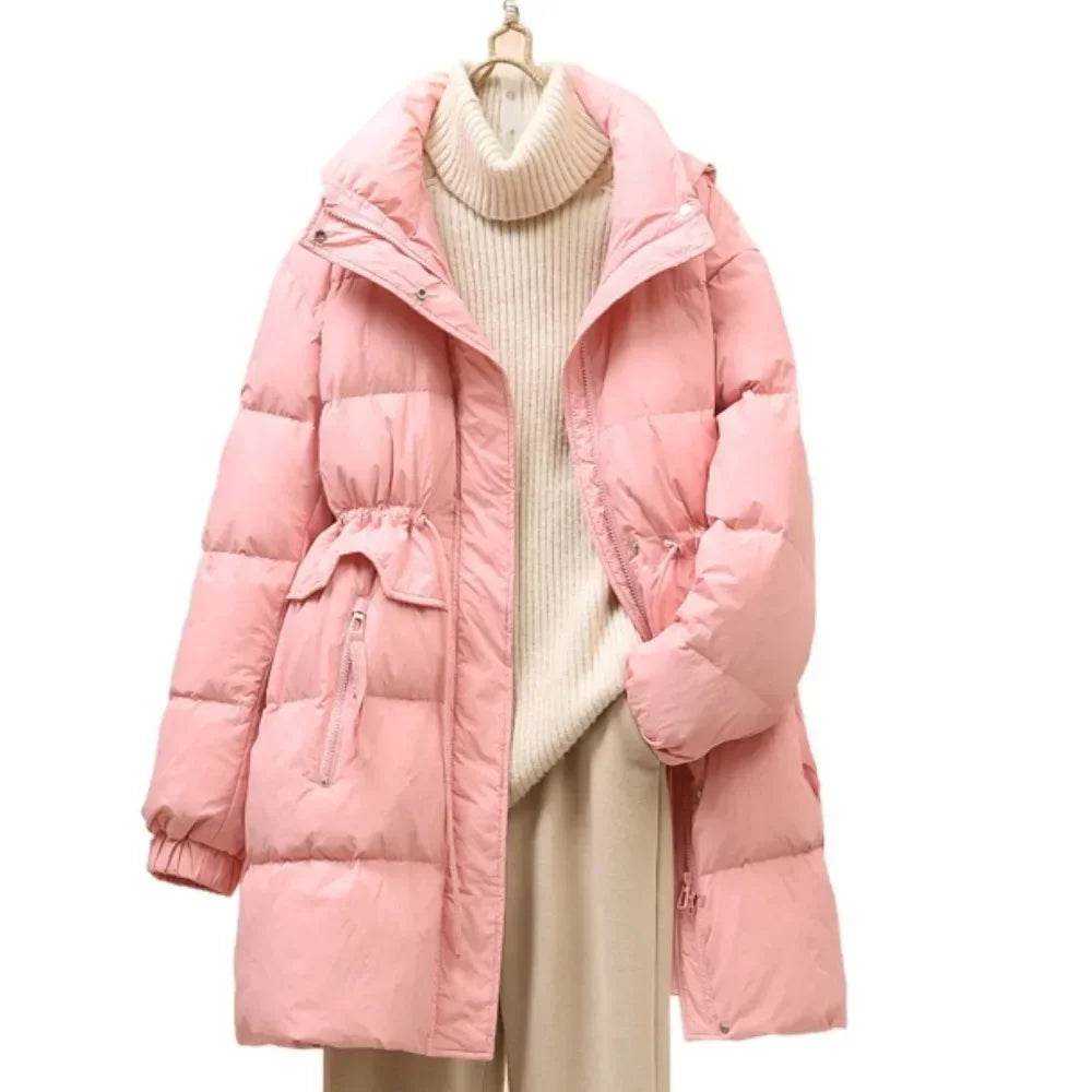 Buy Center Women's White Duck Down Puffer Jacket - Slim Fit & Hooded - Buy Center UK