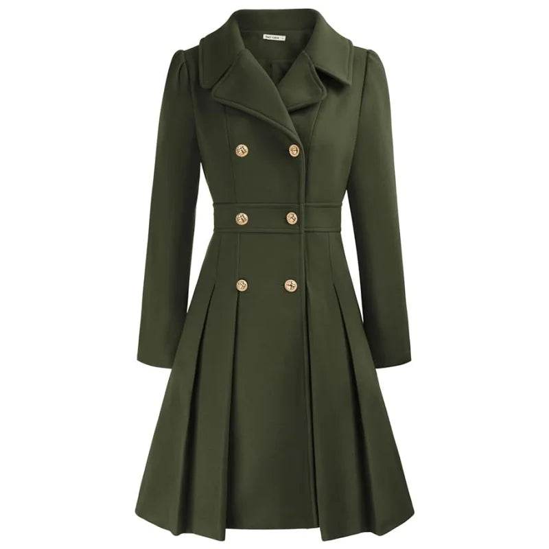 Buy Center Women's Wool Blend Coat - Double-Breasted Elegant Outerwear - Buy Center UK