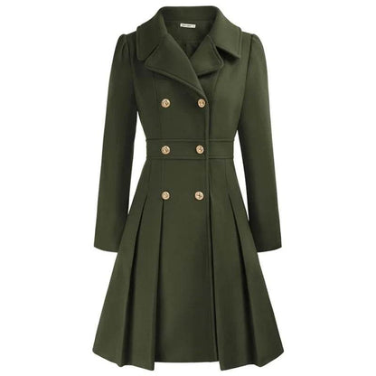 Buy Center Women's Wool Blend Coat - Double-Breasted Elegant Outerwear - Buy Center UK