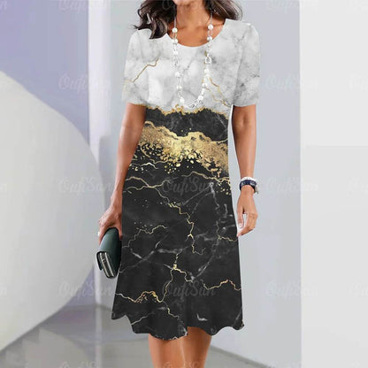 2024 Women's Plus Size Midi Dress - Elegant Graphic Print & Comfort - Buy Center UK