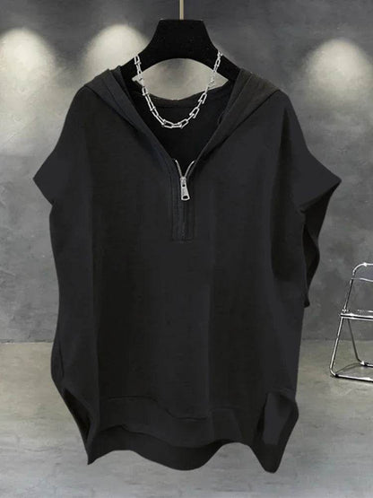 Buy Center Summer Zipper Hooded Sleeveless Tee - Korean Fashion - Buy Center UK