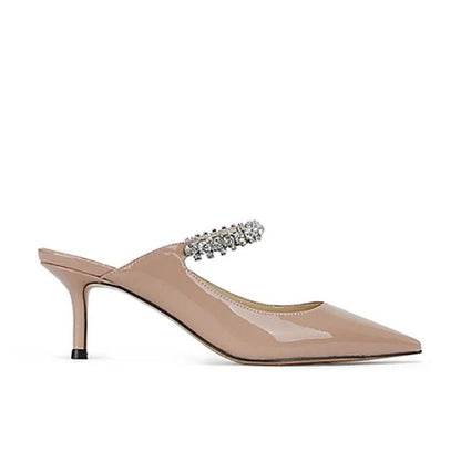 Women's Pointed Toe Mules - Rhinestone Stiletto Sandals for Summer - Buy Center UK