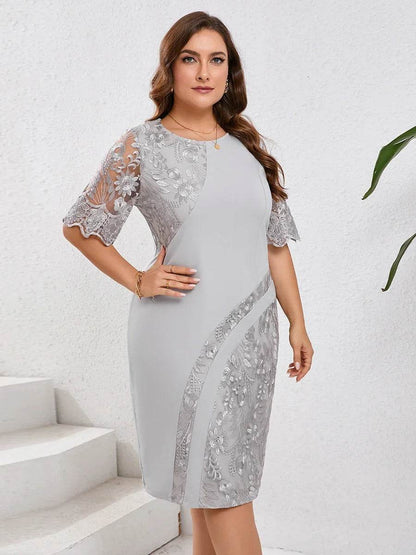 Plus Size Summer Party Dress - Elegant Floral Embroidery for Weddings - Buy Center UK
