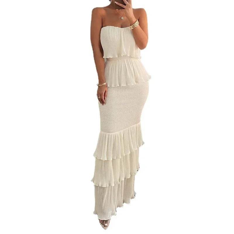 Buy Center Summer Women's Ruffled Dress - Stylish Tube Top Design - Buy Center UK