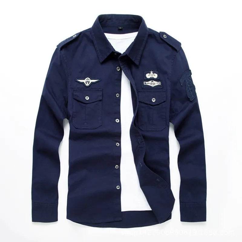 Buy Center Men’s Long Sleeve Cotton Shirt - Military Fitness Style - Buy Center UK