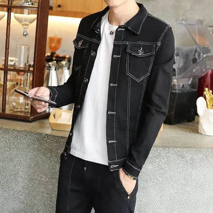 Buy Center Men's Denim Jacket - Korean Slim Fit for Autumn Style - Buy Center UK