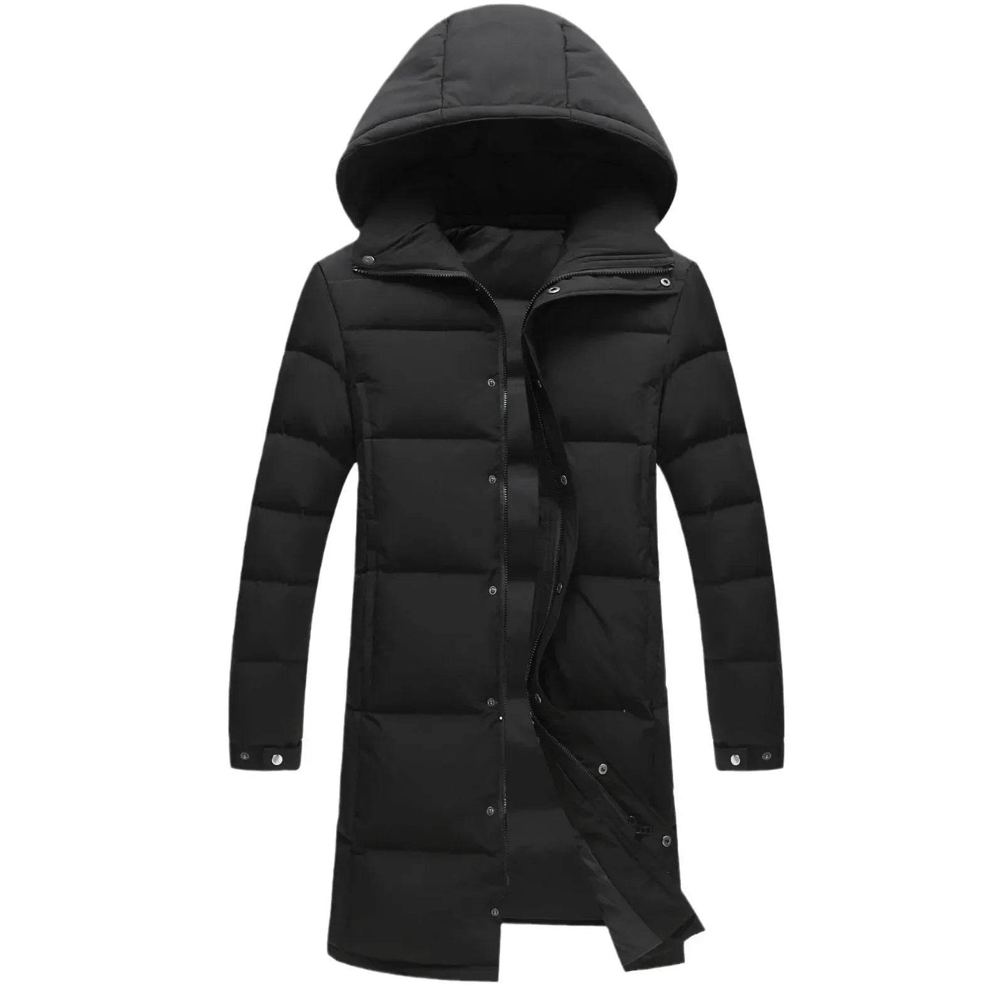 Buy Center Men's Long Hooded Puffer Jacket - Windproof, Warm, Casual - Buy Center UK