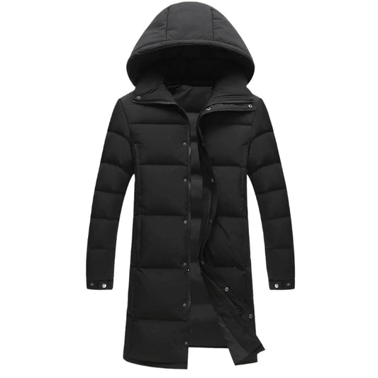 Buy Center Men's Long Hooded Puffer Jacket - Windproof, Warm, Casual - Buy Center UK