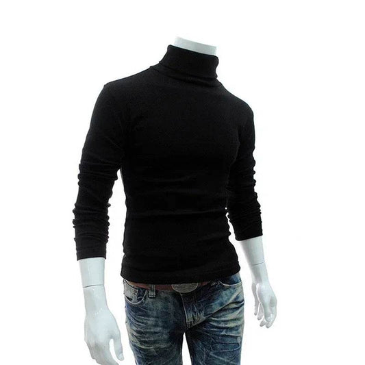 Buy Center Spring Thin Men Turtleneck Sweater - Stylish Black Pullover - Buy Center UK
