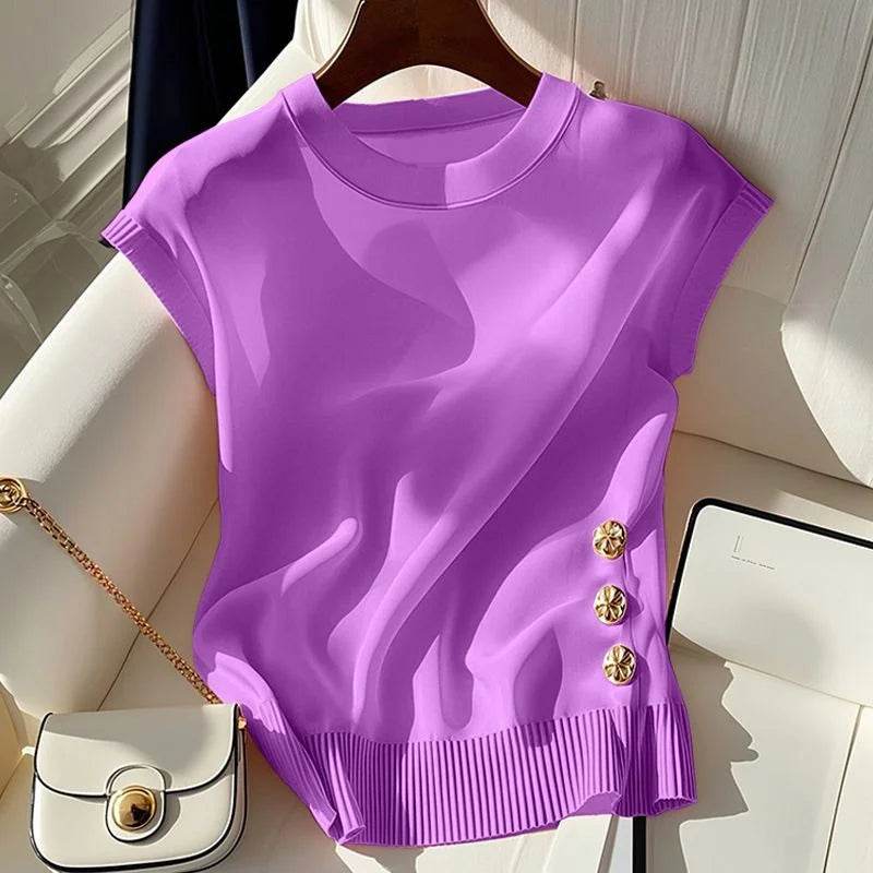 2025 Korean Summer Sleeveless Sweater - Chic Round Neck Pullover - Buy Center UK