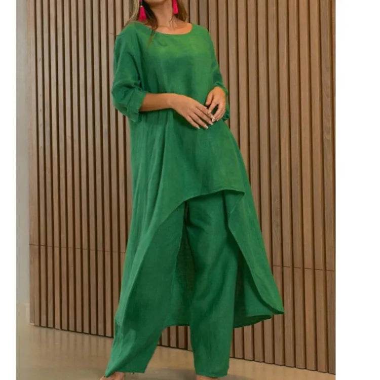 Buy Center Women's Summer Cotton Linen 2 Piece Set - Stylish & Comfortable - Buy Center UK