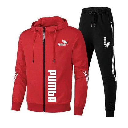 Buy Center 2024 Men's Tracksuit - Zipper Hooded Jacket & Slim Pants - Buy Center UK