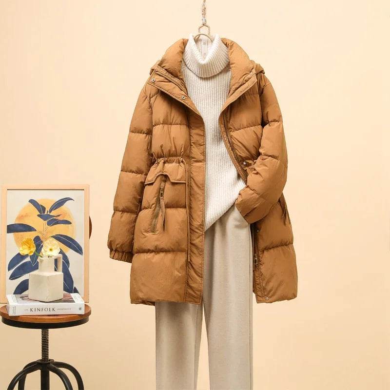 Buy Center Women's White Duck Down Puffer Jacket - Slim Fit & Hooded - Buy Center UK