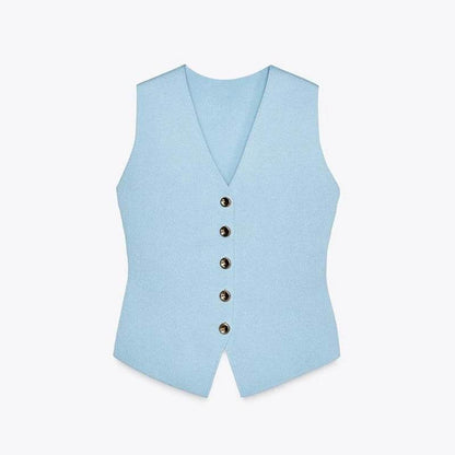Buy Center Knitted V-neck Patchwork Skirt Set - Summer Slim Fit - Buy Center UK