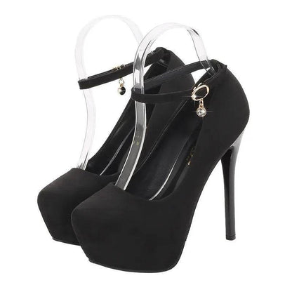 Buy Center Women's Flock Pumps - Sexy Round Toe, Thin Heels - Buy Center UK