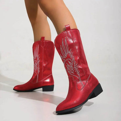 Women's Autumn Winter Slip-On Knight Boots - Thick Sole & Pointed Toe - Buy Center UK