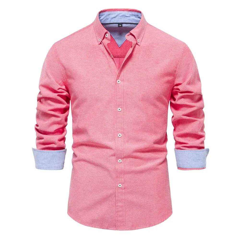 AIOPESON Men's Oxford Shirt - Cotton Blend, Long Sleeve & Casual Style - Buy Center UK
