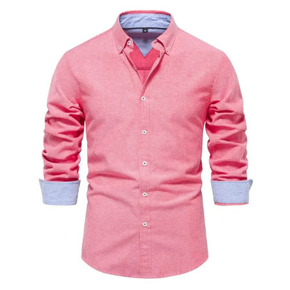 AIOPESON Men's Oxford Shirt - Cotton Blend, Long Sleeve & Casual Style - Buy Center UK