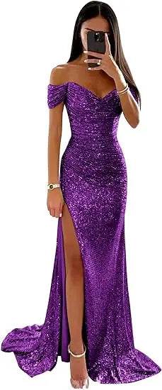 Chic Off-Shoulder Sequin Maxi Dress - Elegant Mermaid Gown 2025 - Buy Center UK