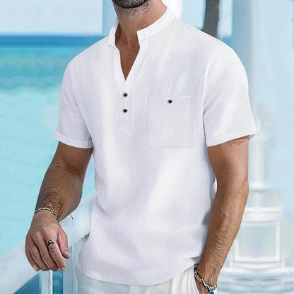 Buy Center Men's Stand Up Collar T-Shirt - Breathable Cotton Polo - Buy Center UK