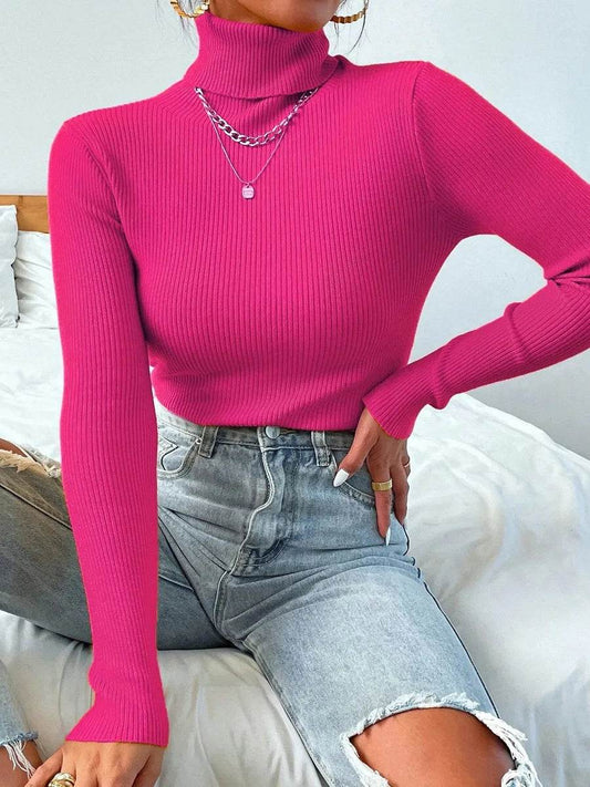 Buy Center Women’s Knit Turtleneck Sweater - Cozy Autumn Winter Jumper - Buy Center UK