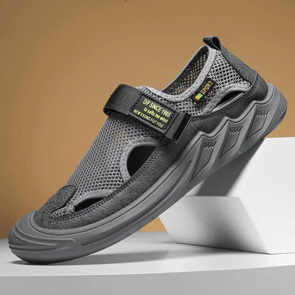 Buy Center Men's Casual Beach Sandals - Genuine Leather, Breathable Mesh - Buy Center UK