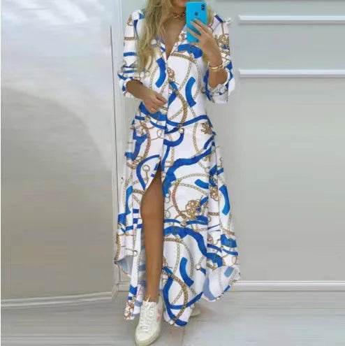 Women Boho Printed Long Shirt Dress - Casual Maxi Evening Style - Buy Center UK