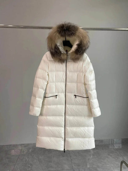 Mont Home Long Women's Down Jacket - Hooded & Waist Cinched - Buy Center UK