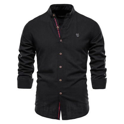 Buy Center Men’s 100% Cotton Solid Color Shirt - Elegant Embroidery - Buy Center UK