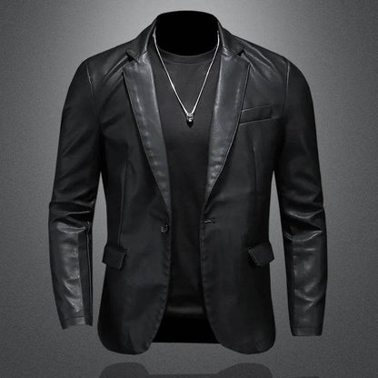 Buy Center Men's Slim Fit Leather Jacket - Casual Motorcycle Style - Buy Center UK