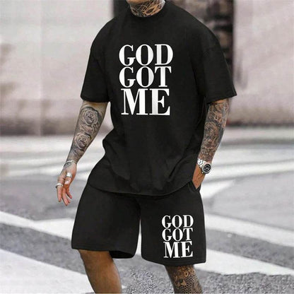 Hot Summer Men's Casual Suit - Letter Print T-Shirt & Shorts Set - Buy Center UK