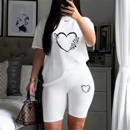 Buy Center Casual Two Piece Sets - Summer O-Neck T-Shirt & Shorts - Buy Center UK