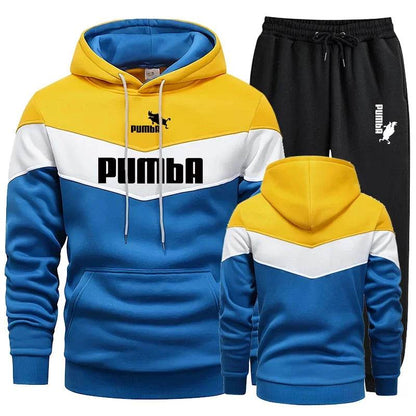 Buy Center Men's Tricolor Tracksuit Set - Hooded Sweatshirt & Jogging Pants - Buy Center UK
