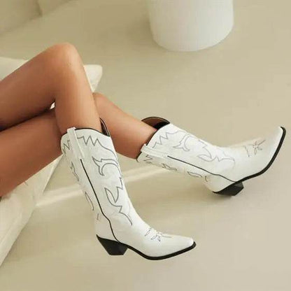 Buy Center Women’s Embroidered Cowgirl Boots - Knee High Fashion Style - Buy Center UK