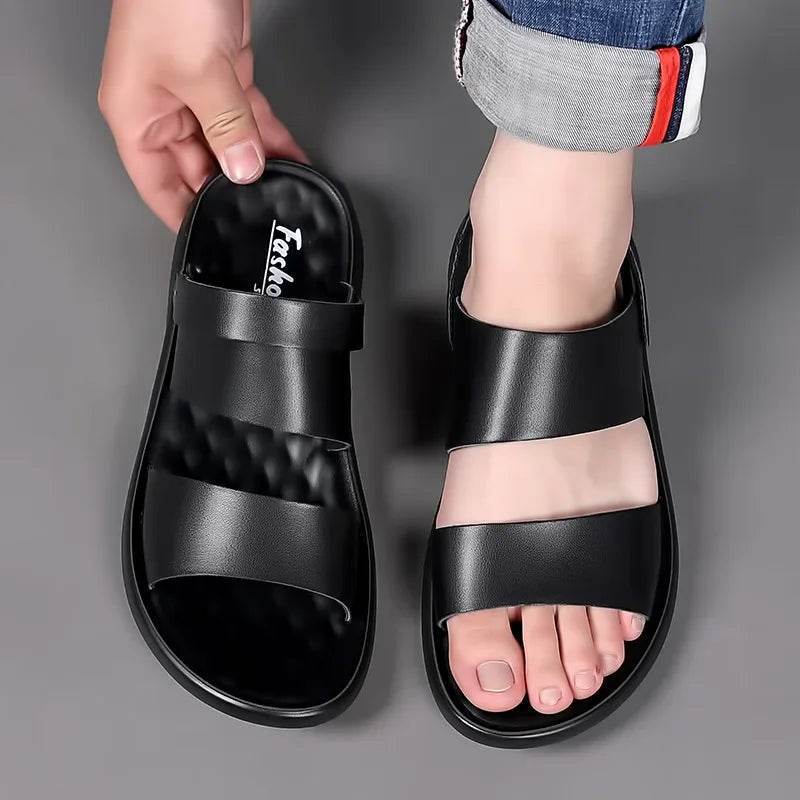 Buy Center Men's Genuine Leather Sandals - Casual Summer Fashion - Buy Center UK