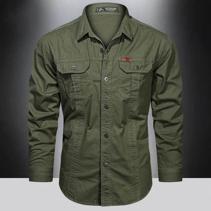 Buy Center Men's Long Sleeve Cargo Shirt - High-Quality Cotton Style - Buy Center UK