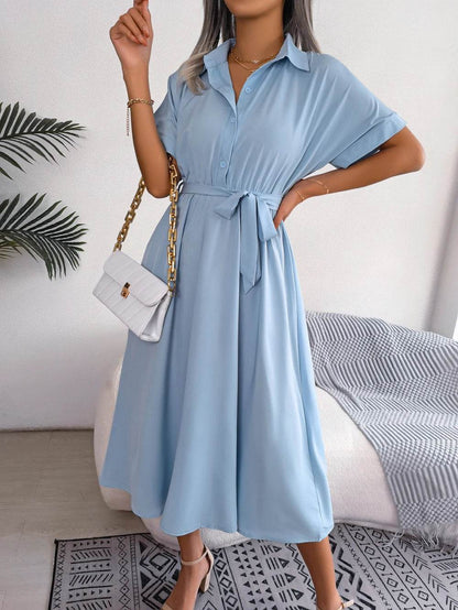 Buy Center Women's Summer Casual Dress - Short Sleeve, Slim Waist Fit - Buy Center UK