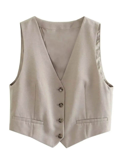 TRAFZA Casual Women Suits - V Neck Blazer & Wide Leg Shorts - Buy Center UK