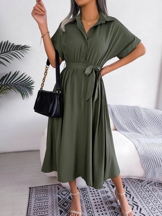 Buy Center Women's Summer Casual Dress - Short Sleeve, Slim Waist Fit - Buy Center UK