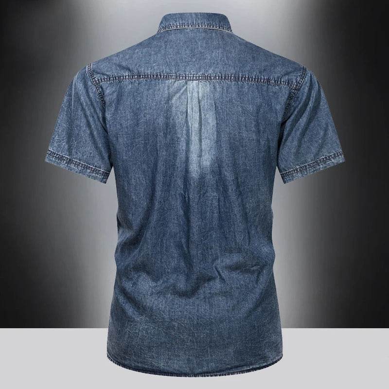 Buy Center Men's Cotton Denim Short Sleeve Shirt - Quick Drying Comfort - Buy Center UK