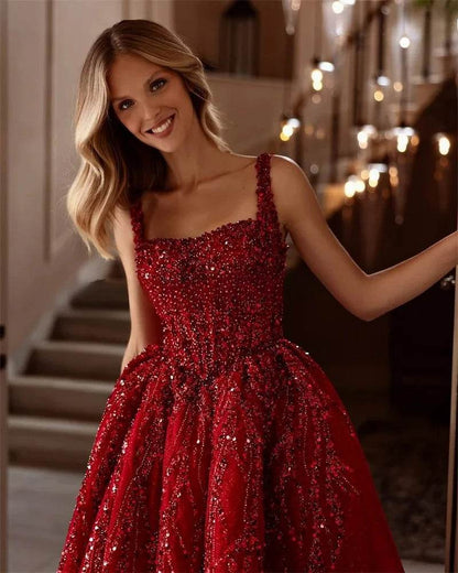 Luxury A-Line Red Prom Dress - Backless Sweetheart with Side Split - Buy Center UK