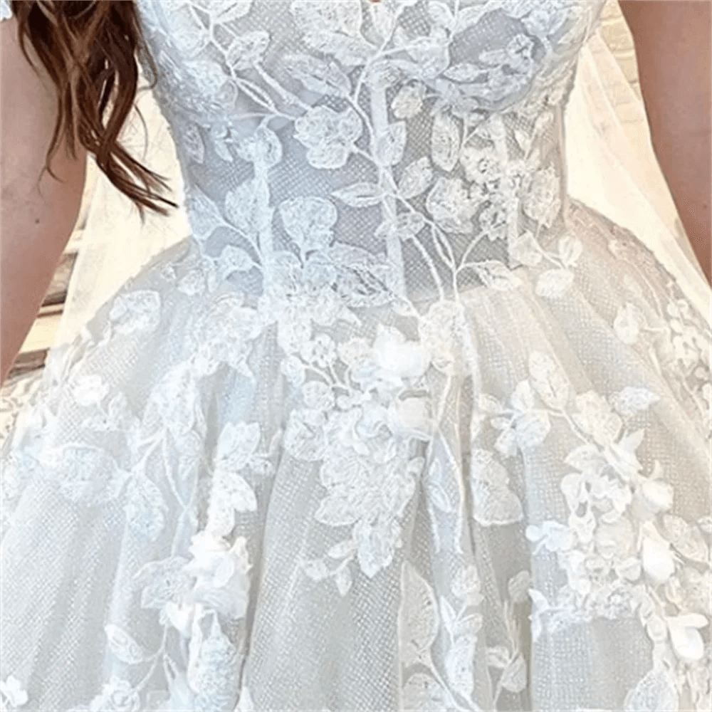 Buy Center Off-The-Shoulder Lace Appliques White Wedding Dress - Buy Center UK