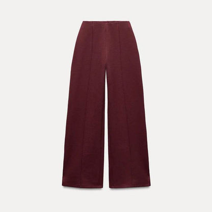 Elegant Women's Two-Piece Set - High Waist Wide Leg Trousers - Buy Center UK