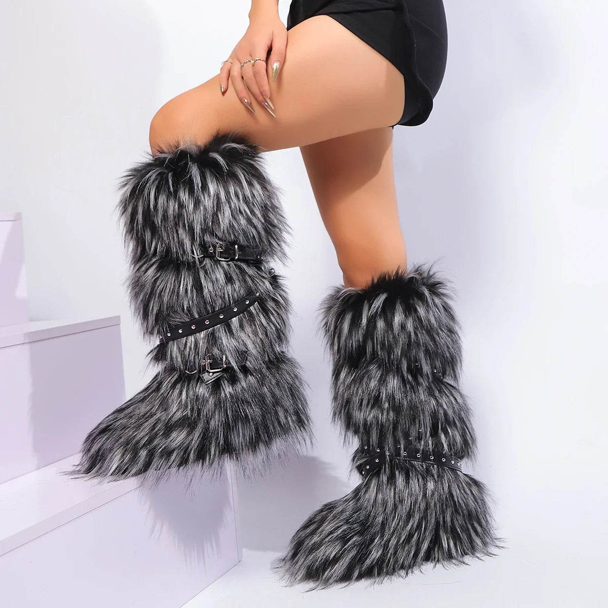 Buy Center Women’s Faux Fur Winter Snow Boots - Cute Over-Knee Style - Buy Center UK